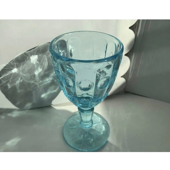 Vintage Fenton for LG Wright Ice Blue Priscilla Goblet - Picture 4 of 8
